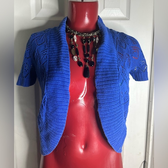 AB STUDIO COBALT BLUE BOLERO SWEATER SHRUG CARDIGAN -SIZE XS - Picture 2 of 9
